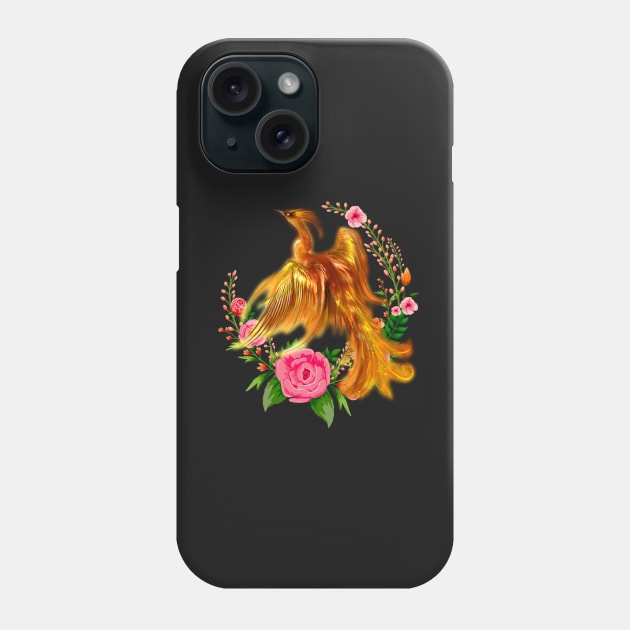 Floral Phoenix Rises From The Fiery Ashes Fantasy Phone Case by Atteestude