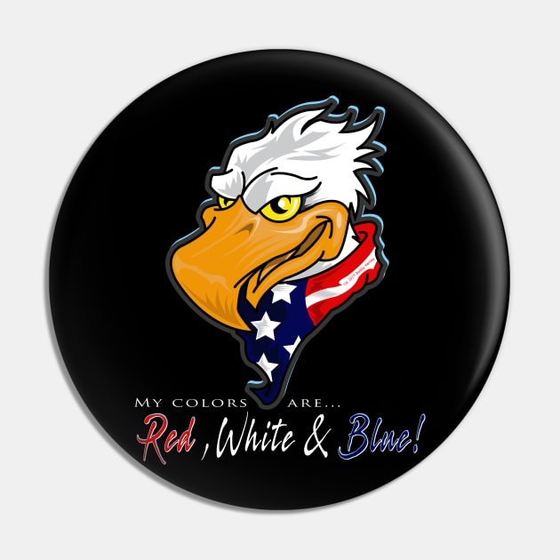 My colors...Red, White & Blue Pin by Illustratorator