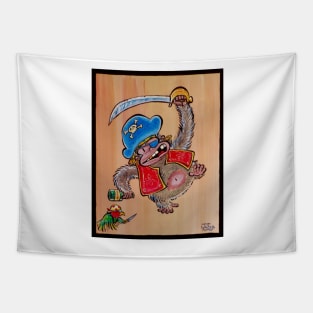 Rampaging Pirate Ape and Parrot Tapestry