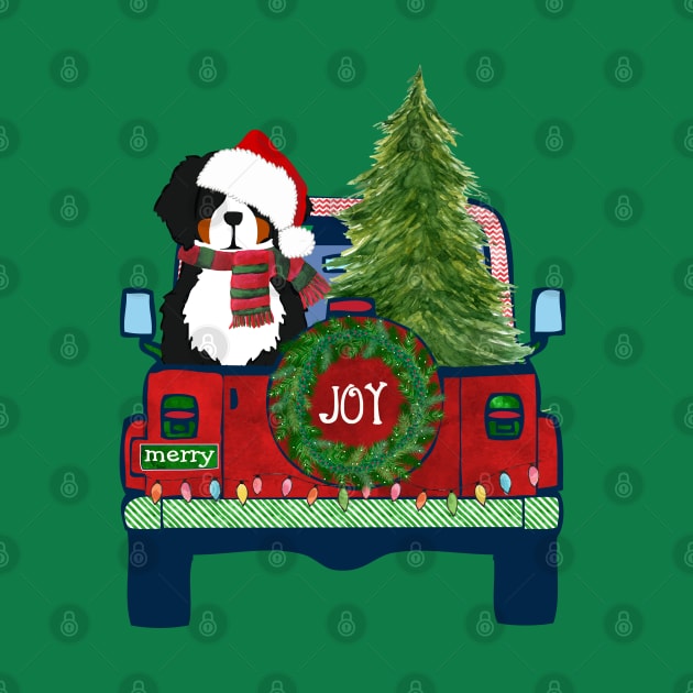 Cute Bernese Mt Dog Christmas Jeep by EMR_Designs