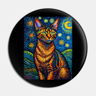 The Abyssinian Cat in starry night Pin