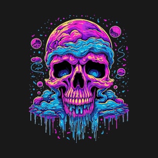 Trippy Vaporwave Skull LSD Psychedelia T-Shirt