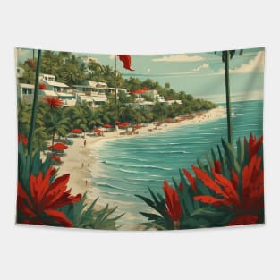 Isla Mujeres Quintana Roo Mexico Tourism Travel Vintage Tapestry