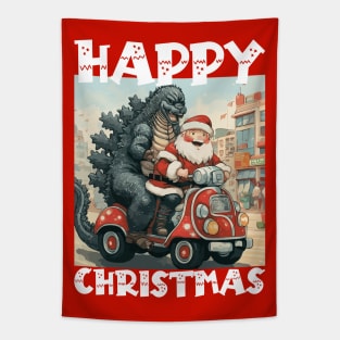 Happy Christmas with Godzilla - 3 Tapestry