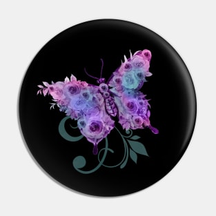 Purple Rose Butterfly Pin