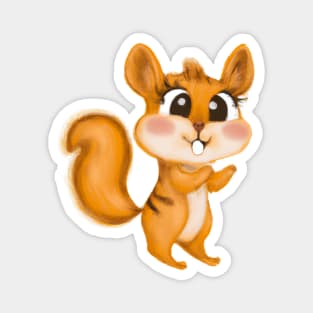 Cute Chipmunk Drawing Magnet