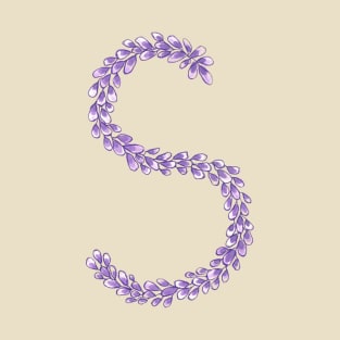 Lavender Letter S Hand Drawn in Watercolor and Ink T-Shirt