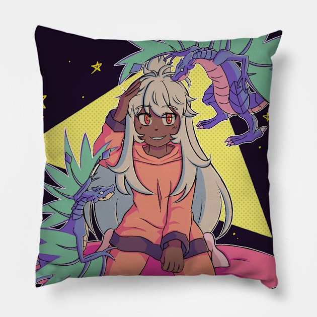 Vaporwave aesthetic anime girl video game Pillow by KinseiNoHime