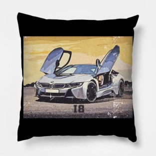 bmw i8 vintage art Pillow