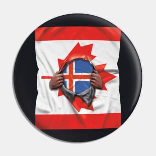 Iceland Flag Canadian Flag Ripped Open - Gift for Icelandic From Iceland Pin