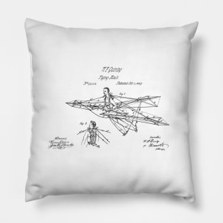 Man Power 1869 Flying Machine, original patent drawing white background Pillow