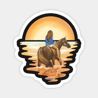 Horse Love,Horse Lover,Riding Horse in Sunset Magnet