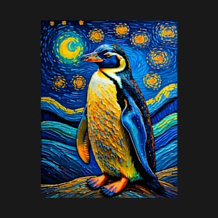 Penguin in starry night T-Shirt