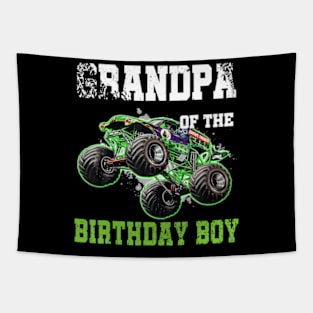 Grandpa Of The Birthday Boy Monster Truck Car Party Outfit Tapestry