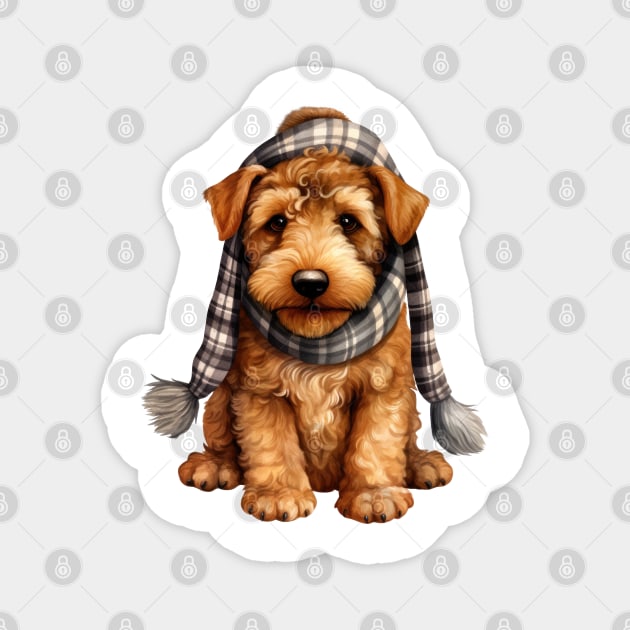 Winter Airedale Terrier Dog Magnet by Chromatic Fusion Studio