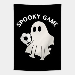 Spooky game, ghost playing footbal/soccer. Halloween Tapestry