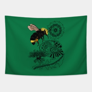 Bumblebee and Dandelion Doodle Tapestry