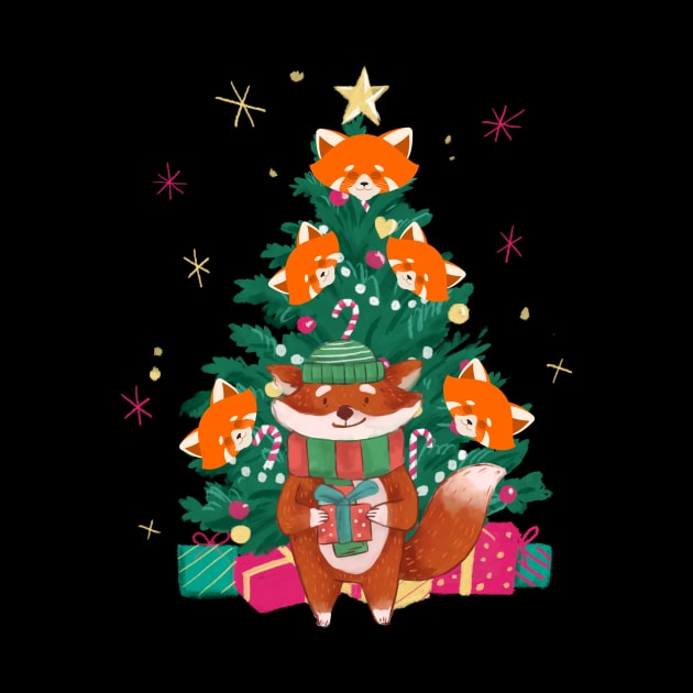 RED PANDA Ugly Christmas tee for Panda Lover by Grun illustration 