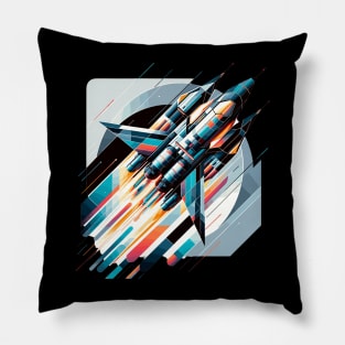 Geometric Lift-Off: Rocketship Ascension Pillow