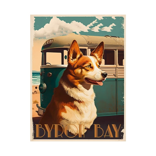 Byron Bay Dog Vintage Travel Art Poster by OldTravelArt