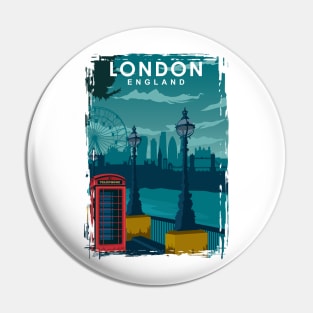 London Travel Poster with the skyline and more Pin