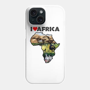 I Love Africa Wildlife Collage Map Phone Case