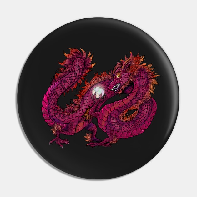 Red Oriental Pearl Dragon Pin by Shadowind