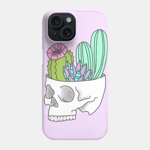 Skull succulent feminist skeleton cactus southwest girly tumblr pastel print Phone Case by bigkidult