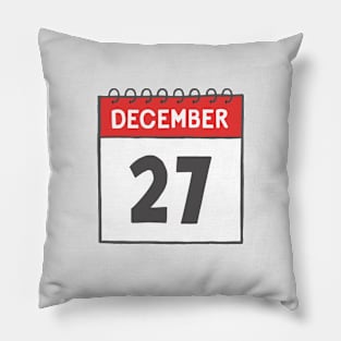 December 27th Daily Calendar Page Illustration Pillow