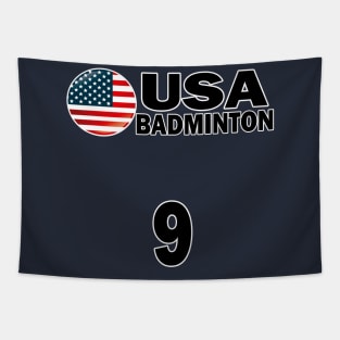 USA Badminton Number 9 T-shirt Design Tapestry