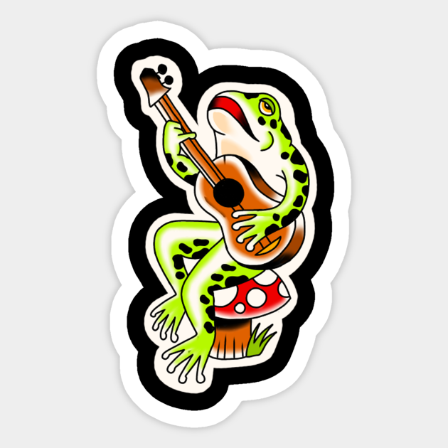 Frog Guitar Traditional Tattoo  Traditional Tattoo  Sticker  TeePublic