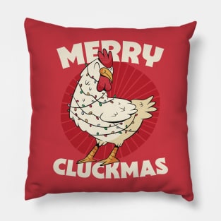 Merry Cluckmas // Funny Christmas Chicken Pillow