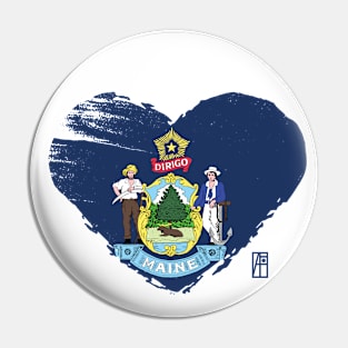 U.S. State - I Love Maine - Maine Flag Pin