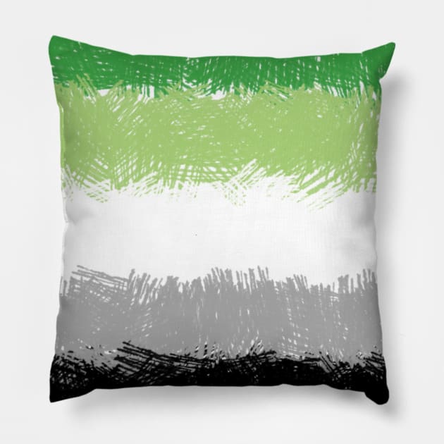 Aromantic Flag Crosshatch Design Pillow by PurposelyDesigned