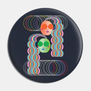 Curly twin girls with happy face Pin