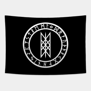 Web of Wyrd /// Rune Circle White Tapestry