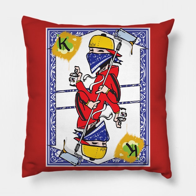 The King Graffiti Playing card Pillow by Rob Smid Designs