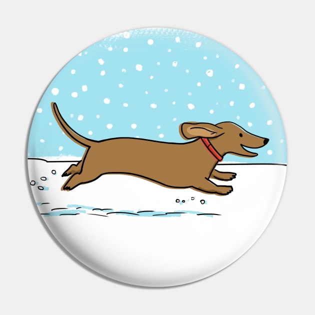 Cute Dachshund Snow Holiday | Winter Wiener Dog Pin by Coffee Squirrel