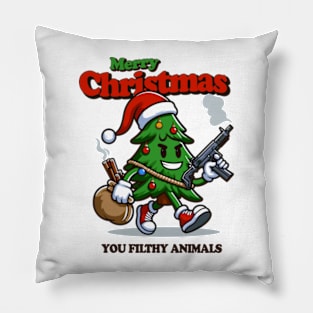 Merry Christmas You Filthy Animals Pillow