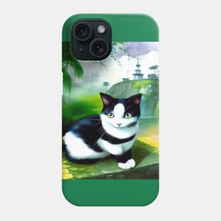 Tuxedo Cat in a Landscape Copyright TeAnne Phone Case