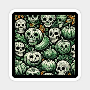 Calaveras y Calabazas Verdes Magnet