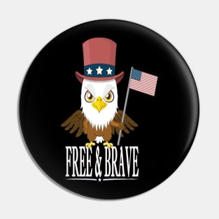 American Eagle USA Flag Land Of The Free And Brave Pin