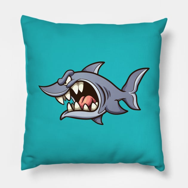 Angry Shark Pillow by memoangeles