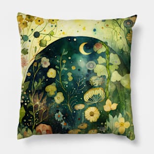 Watercolor Forest, Woodland Landscape Pillow