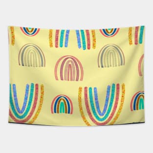 Boho Rainbows canary yellow Tapestry