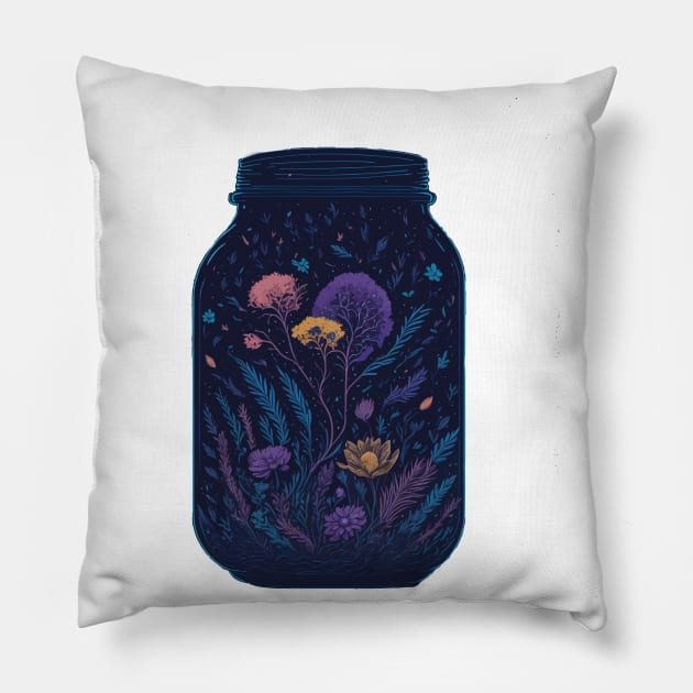 Alien Ecosystem in a Mason Jar Pillow by Yolanda.Kafatos