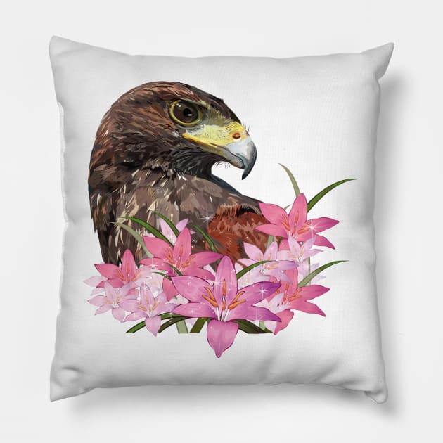 harris hawk Pillow by obscurite