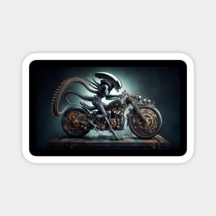 Steampunk Alien Biker Magnet