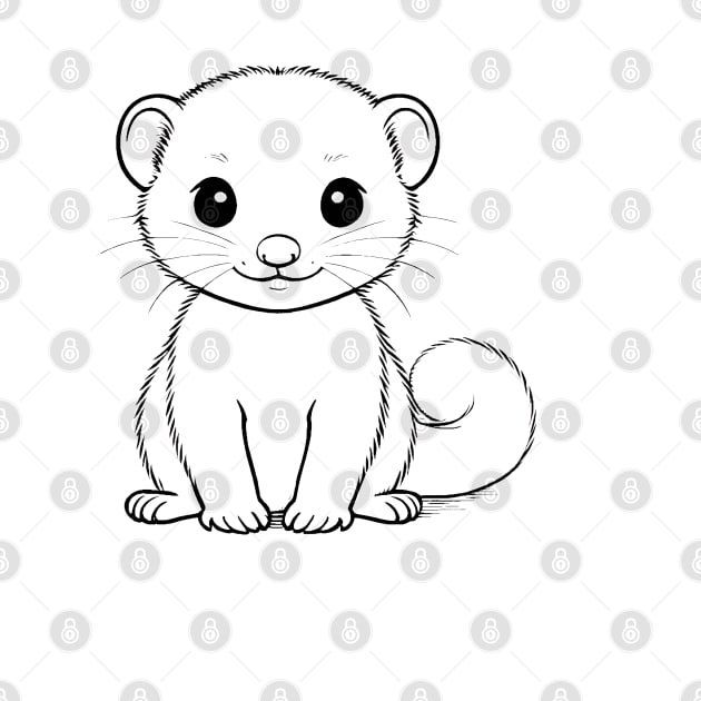 Cute Baby Ferret Animal Outline by Zenflow