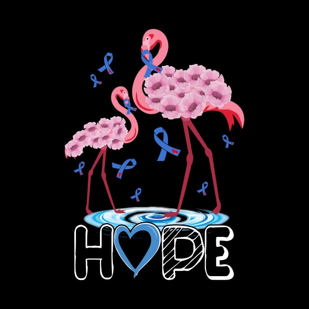 Flamingo Hope Blue Ribbon Diabetes Type 1 Awareness by ROMANSAVINRST